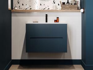 Mobile bagno sospeso 80 cm con lavabo a incasso Striato Blu - PAVANI