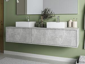 Mobile per bagno sospeso con lavabo doppio L150 cm Grigio calcestruzzo - ISAURE II