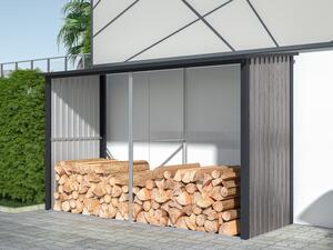 Casetta per legna in Acciaio galvanizzato effetto legno 5,78m3 7 steri L302xP119xH190cm - VARWOOD