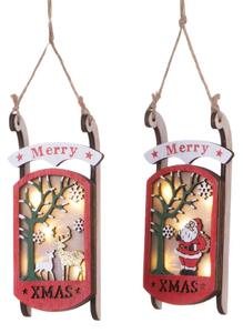 Set 4 Addobbi Natalizi con Led da Appendere 14 cm in Legno
