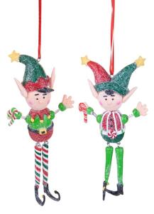 Set 6 Addobbi Natalizi Elfi da Appendere 15 cm in Plastica