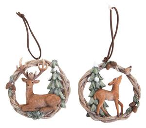 Set 4 Coroncine Decorative con Renne 10,2 cm in Resina
