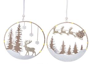 Set 6 Coroncine Decorative con Led Ø 16,5 cm in Legno e Plastica