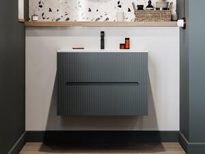 Mobile sotto lavabo sospeso 80 cm a righe Grigie - PAVANI