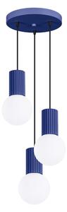 Lampadario blu scuro con paralume in vetro ø 25 cm Orbital – Sollux