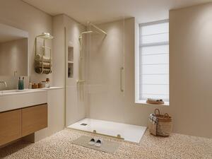 Parete per doccia walk-in con porta scorrevole in metallo stile industriale Dorato 120 x 200 cm - YOREM