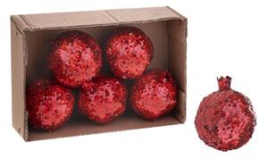 Set 12 Melograno Artificiale con Glitter Ø 8 cm in Plastica