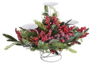 Porta Candele Decorativo Alto 52 cm in Plastica e Metallo Rosso e Bianco