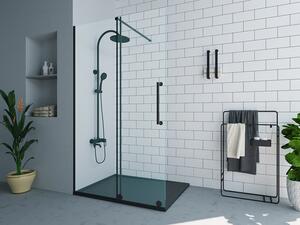 Parete per doccia walk-in con porta scorrevole in metallo stile industriale Nero opaco 140 x 200 cm - YOREM