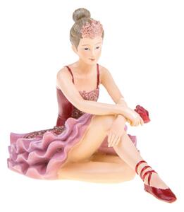 Set 2 Statuine Ballerina Seduta 12 cm in Resina