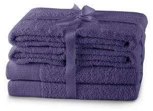 Set di asciugamani per viso e corpo tipo terry viola in cotone 6 pz Amari – Restilo