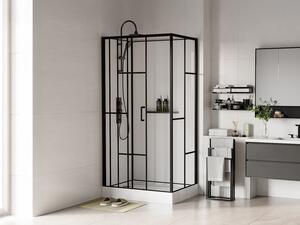 Box doccia rettangolare serigrafato Installazione reversibile L110 x l80 x H225cm Bianco e Nero opaco - GAVILA