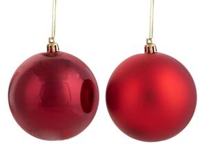 Set 6 Palle di Natale da Appendere Ø 15 cm in Plastica Rosso