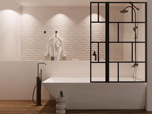 Parete per vasca da bagno con apertura girevole 120 x 140 cm Nero opaco Stile industriale - OBELINI