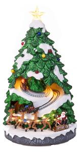 Villaggio Natalizio Abete e Babbo Natale 42 cm con Luci Musica e Movimento