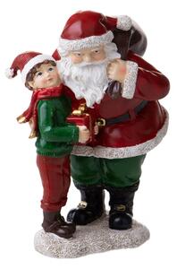 Statuina Babbo Natale con Bambino 18 cm in Resina