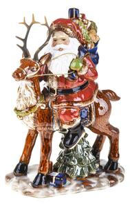 Statuina Babbo Natale con Renna 22,5 cm in Porcellana