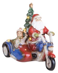Statuina Babbo Natale con Side Car con Led 31 cm in Porcellana