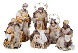 Set 6 Statuine Natalizie Natività 40 cm in Tessuto e Resina Oro