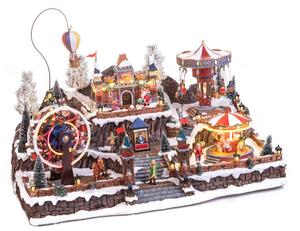 Villaggio Natalizio Luna Park Luci Musica e Movimento 63 cm in Resina