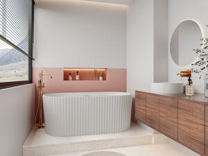 Vasca da bagno freestanding scanalata - 170 x 80 x 58 cm - Acrilico - Bianco lucido - 230 L - ALIENA
