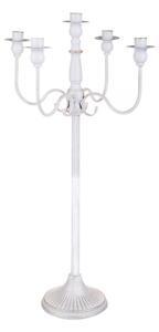 Candeliere con 5 Bracci 75 cm in Metallo Bianco e Oro