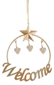 Set 4 Decori con Scritta da Appendere Ø 21 cm in Metallo