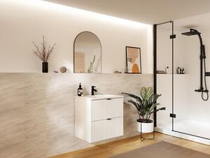 Mobile sotto lavabo sospeso con scanalature 60 cm Bianco opaco - ZEVINI
