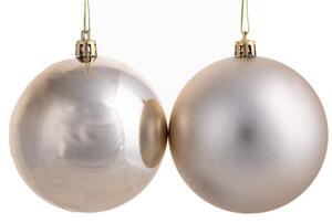 Set 6 Palle di Natale da Appendere Ø 15 cm in Plastica Champagne