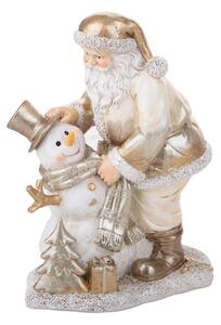 Statuina Babbo Natale con Pupazzo Neve 18,5 cm in Resina