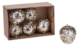 Set 12 Mele Artificiali con Glitter Ø 8 cm in Plastica