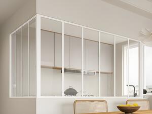 Vetrata angolare L180 x L120 x H105 in Alluminio termolaccato Stile atelier Bianco - BAYVIEW
