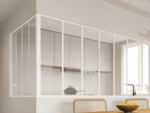 Vetrata angolare L210 x L120 x H105 in Alluminio termolaccato Stile atelier Bianco - BAYVIEW