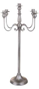 Candeliere con 5 Bracci 75 cm in Metallo Argento