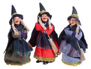Set 6 Statuine Befana 28 cm in Tessuto e Plastica