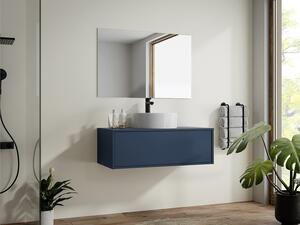 Mobile per bagno sospeso colore con lavabo singolo tondo 94 cm Blu notte - TEANA II