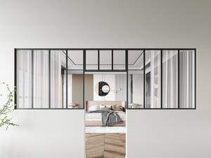 Vetrata atelier con sopraluce 2xL120xH105 + L73xH40cm in Alluminio termolaccato Nero - Lotto di 2 - BAYVIEW