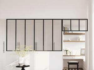 Vetrata atelier con sopraluce L180 x H105 + L83 x H40 cm in Alluminio termolaccato Nero - BAYVIEW