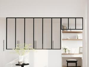 Vetrata atelier con sopraluce L180 x H105 + L73 x H40 cm in Alluminio termolaccato Nero - BAYVIEW