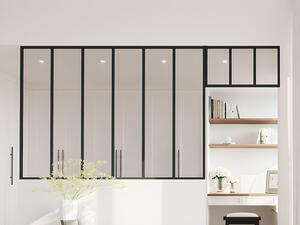 Vetrata atelier con sopraluce L180 x H130 + L73 x H40 cm in Alluminio termolaccato Nero - BAYVIEW
