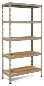 Scaffale in Metallo ad Incastro 5 Ripiani in Legno 90x40xh180 cm Pokerino Grigio