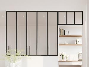 Vetrata atelier con sopraluce L150 x H130 + L73 x H40 cm in Alluminio termolaccato Nero - BAYVIEW