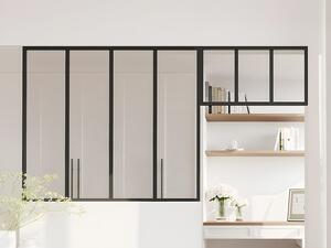 Vetrata atelier con sopraluce L120 x H105 + L73 x H40 cm in Alluminio termolaccato Nero - BAYVIEW