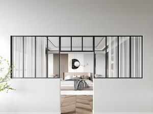 Vetrata atelier con sopraluce 2xL120xH105 + L83xH40cm in Alluminio termolaccato Nero - Lotto di 2 - BAYVIEW