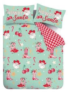 Set copripiumino e federa verde e rosa per letto matrimoniale e per letto esteso 230x220 cm Santa's Howdy Christmas – Catherine Lansfield