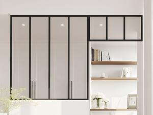 Vetrata atelier con sopraluce L120 x H130 + L83 x H40 cm in Alluminio termolaccato Nero - BAYVIEW