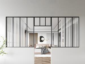 Vetrata atelier con sopraluce 2xL120xH130 + L73xH40cm in Alluminio termolaccato Nero - Lotto di 2 - BAYVIEW