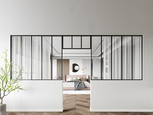 Vetrata atelier con sopraluce 2xL150xH130 + L83xH40cm in Alluminio termolaccato Nero - Lotto di 2 - BAYVIEW