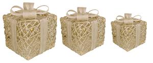 Set 3 Pacchi Dono Natalizi Decorativi con Luci LED Bianco Caldo