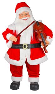 Pupazzo Babbo Natale H80 cm con Violino Luci e Suoni Rosso